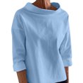 thumbnail image 1 of Timegard Womens Tops Half High Collar Long Sleeve Loose Fitting Shirts BlousesSolid Color Fall Fashion, 1 of 6