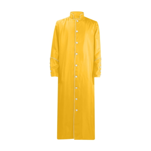Penkiiy Priest Robe Dress for Men Clearance Men Solid Halloween Stand Collar Long-sleeved Button Robe Cosplay Coat Yellow Priest Robe Dress