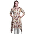 thumbnail image 1 of Bimba White Peony & Buttercup Floral Printed Tops For Women Asymmetric Kurti Summer Dress For Girls Medium, 1 of 6