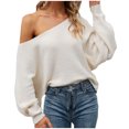 thumbnail image 1 of Yuyuzo Women's off Shoulder Sweater Long Batwing Sleeve Loose Pullover Ribbed Knit Solid Color Tops, 1 of 4