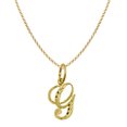 thumbnail image 1 of Precious Stars 14K Yellow Gold Diamond-Cut Cursive Letter Initial 'G' Pendant with 16" Chain Necklace, 1 of 5