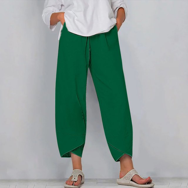 RXIRUCGD Capris d'Été Confortables et Amples pour Femmes, Couleur Unie, Vert, Taille : 2TG