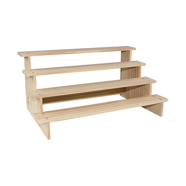 Support d'Exposition pour Objets de Collection, Cadre de Révélation Multicouche, Présentoir de Produits, Présentoir en Bois, 4 Niveaux, 40 cm