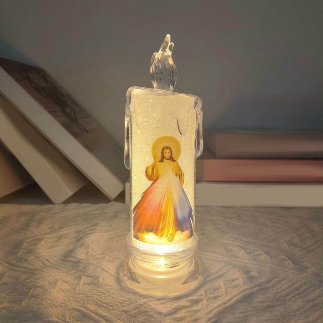 Baohd Lamp Decorative Prayer Candle Ornament for Desktop Church Holiday Style A