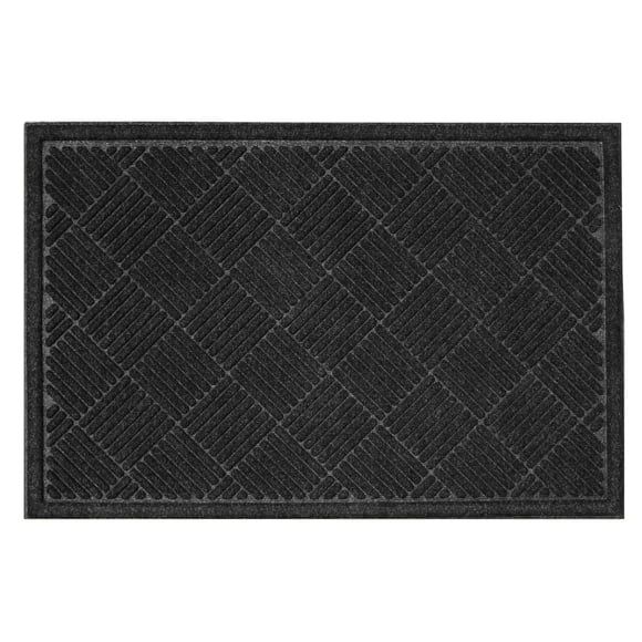 Stepguard Contour 2x3 Indoor/Outdoor Heavy-Duty Doormat, Water-Resistant Scraper, Non-Slip, Parquet Charcoal, Entryway, Garage, Mudroom, Patio