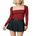 thumbnail image 1 of Women‘s Bodycon Square Neck Long Sleeve Shirts Slim Fit Tops Basic Blouse Tee Tops, 1 of 6