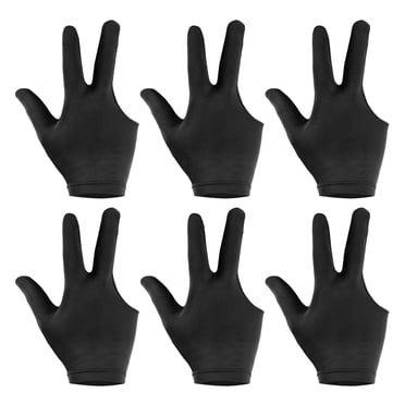 Uxcell 3 Fingers Pool Gloves, 6 Pcs Breathable Billiards Snooker Shooter Cue Glove for Left Right Hand Men/Women, Black