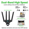 thumbnail image 4 of axGear Adaptateur de Réseau WiFi Sans Fil USB 3.0 Double Bande 1300 Mbps Récepteur 2,4G 5GHz, 4 of 9