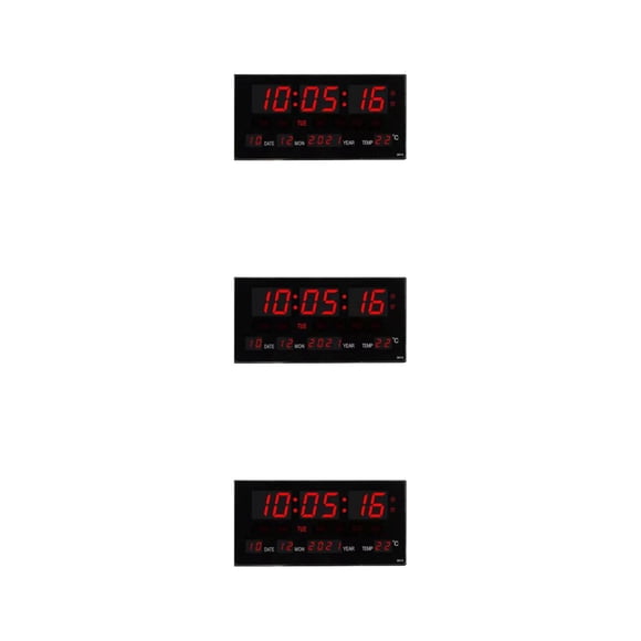 Transemion Horloge Murale Numérique à Grand Écran Affichage LED Maison avec Température Réveils à la Mode et Type1 3 Pcs
