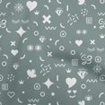 thumbnail image 1 of oneOone Polyester Spandex Teal Blue Fabric Doodle Sewing Craft Projects Fabric Prints By Yard 56 Inch Wide, 1 of 4