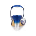 thumbnail image 2 of BLISSFUL STEP Women's Flower Rhinestone Slingback Clear Mid Heel Slip On Sandals Blue 9.5, 2 of 7