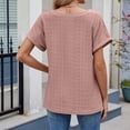thumbnail image 3 of Pisexur Hauts pour Femmes, Hauts de Printemps pour Femmes Blouses pour Femmes Chic Décontracté Haut à Manches Courtes Ajouré à Col Rond Uni Haut/chemise à Manches Courtes à Col Rond Rose, G, 3 of 6