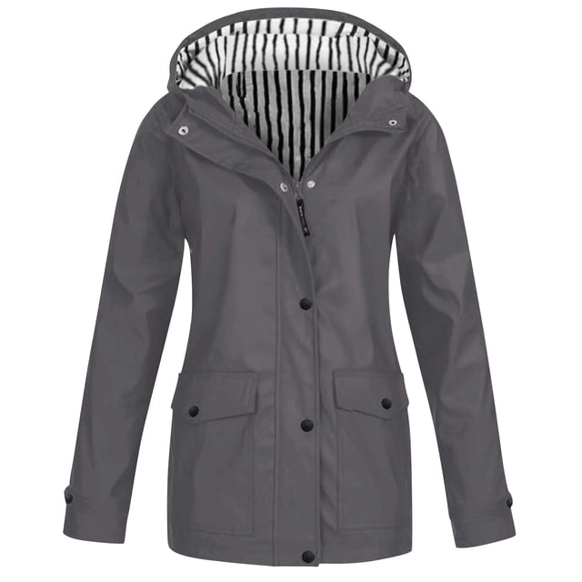 iHPH7 Imperméables de Voyage pour Femmes, Manteaux de Pluie Longs Compressibles pour Femmes, Veste de Randonnée Imperméable, Tenues d'Automne pour Femmes, Manteaux de Pluie à Capuche pour Femmes, Imperméables pour Femmes avec Capuche, Gris TTG