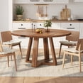 thumbnail image 4 of 47 in Round Dining Table for Dining Room, Kitchen Table for 4 Man, Farmhouse Dinner Table with Wooden Tabletop and Cross Base, 4 of 9
