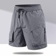 thumbnail image 5 of Sentmoon Cargo Shorts for Men Elastic High Waist Athletic Shorts with Zipper Pockets Men Loose Drawstring Solid Color 2025 Summer Golf Shorts Trendy for Sports Practice Gray XXL, 5 of 5