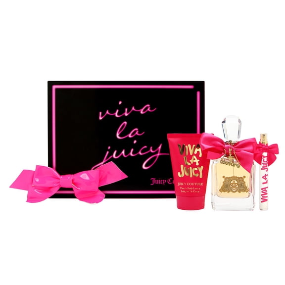 Viva La Juicy par Juicy Couture pour Femmes Ensemble de 3 Pcs Comprend : Vaporisateur Eau de Parfum 3,4 oz + Lotion pour le Corps Viva La 4,2 oz + Vaporisateur Eau de Parfum 0,33