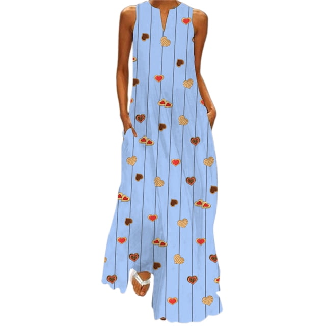 Innerwin Longues Robes Maxi à Imprimé Floral pour Femmes, Robe d'Été de Plage, Vacances, Sans Manches, Robe Débardeur Hawaïenne Style O 2TG