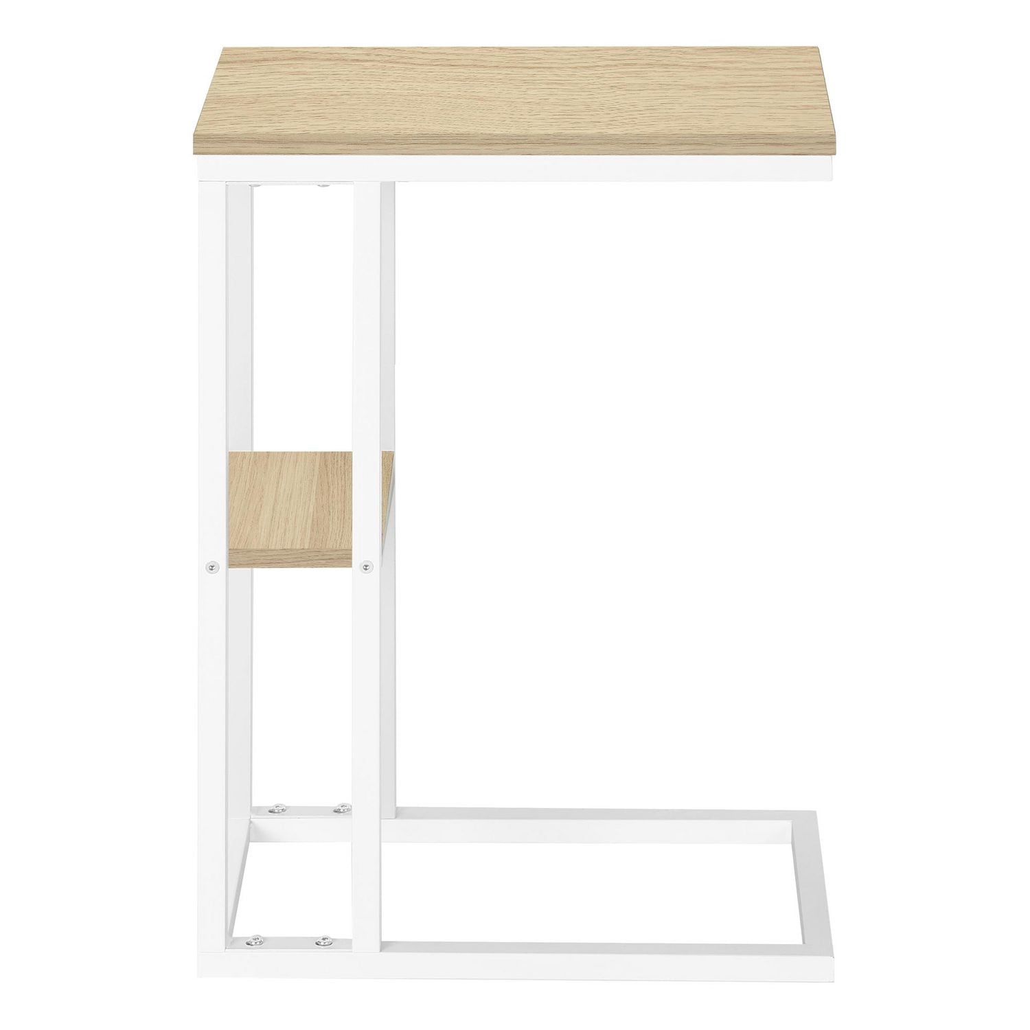 Monarch Specialties Table D'appoint, En Forme De C, Bout, Côté, Collation, Salon, Chambre À Coucher, Métal, Stratifié, Naturel, Blanc, Contemporain, Moderne