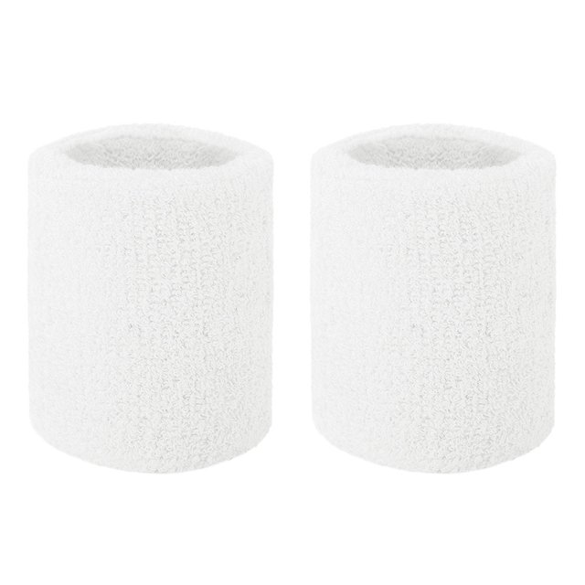 GOGO 2 PCS Terry Cloth Wristband Athletic Wrist Sweatband for Gym Sports White