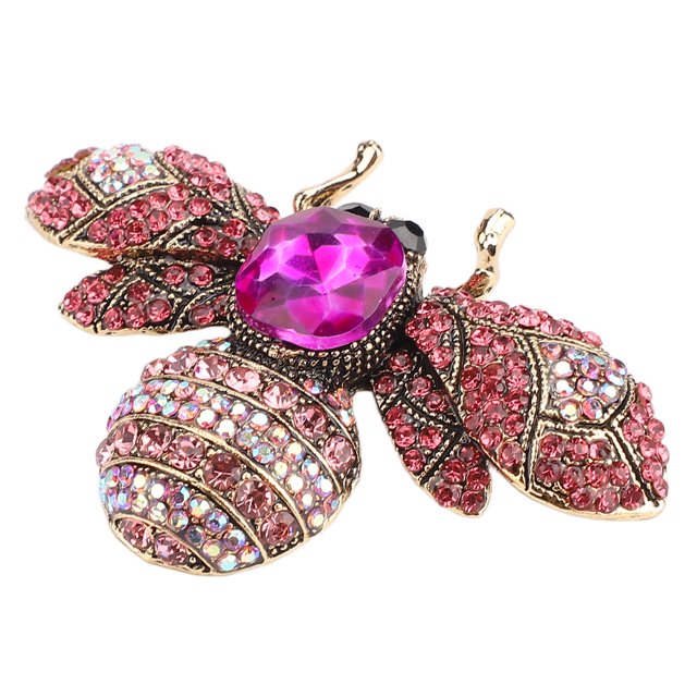 Broche Vintage, Forme d'Abeille Belle Attrayante Bijou de Broche pour Fêtes Rouge Rose