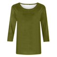 thumbnail image 4 of DPTALR T-shirt Ample Uni pour Femme, Blouse Mi-Longue à Manches 3/4, Col Rond, Hauts Décontractés, 4 of 5