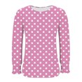 thumbnail image 4 of HAiming Chemises à Pois pour Femmes Décontractées à Col Rond Hauts à Volants Plissés Blouse Basique Chic T-Shirts de Travail, 4 of 6