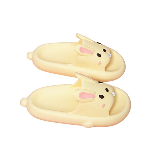 Wangsaura Women Bathroom Slippers Cute Rabbit Soft Sole Non-slip Open Toe Shower Slide Sandals House Shoes