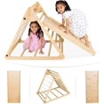thumbnail image 1 of Triangle Climber with Ramp - Premium Wooden Climbing Triangle for Sliding and Climbing - 2 in 1 Stable Toddler Climber Structure - Indoor Kids Climbing Net Toys - Kids Climber - PYRAMIDA, 1 of 7