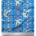 thumbnail image 1 of Soimoi Poly Georgette Fabric Floral Damask & Stork Bird Fabric Prints By Yard 52 Inch Wide, 1 of 3
