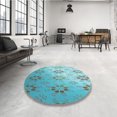 thumbnail image 4 of Ahgly Tapis d'Intérieur Lavable en Machine Carré Vert Mer, 4 Pieds Carré, 4 of 7