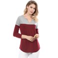 thumbnail image 2 of Unique Bargains T-Shirt Décontracté à Manches Longues et Col en V Fendu pour Femmes, 2 of 4