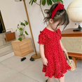 thumbnail image 4 of MesaSe Aosijia Robe Princesse à Pois pour Filles avec Boutons Rétro Été Décontracté Rouge Manches Courtes Volantée Ligne A, 4 of 12