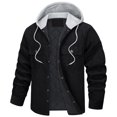 thumbnail image 2 of KIHOUT Winter Warm Coats Men Button-up Cardigan Carry Pockets Solid Color Long Sleeve Hooded Jacket,Size M-5XL, 2 of 5