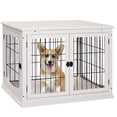 thumbnail image 1 of PawHut Cage pour Chien en Bois de 26 Pouces, Caisse pour Animal, Chenil avec Entrée à Double Porte, Blanc, 1 of 10