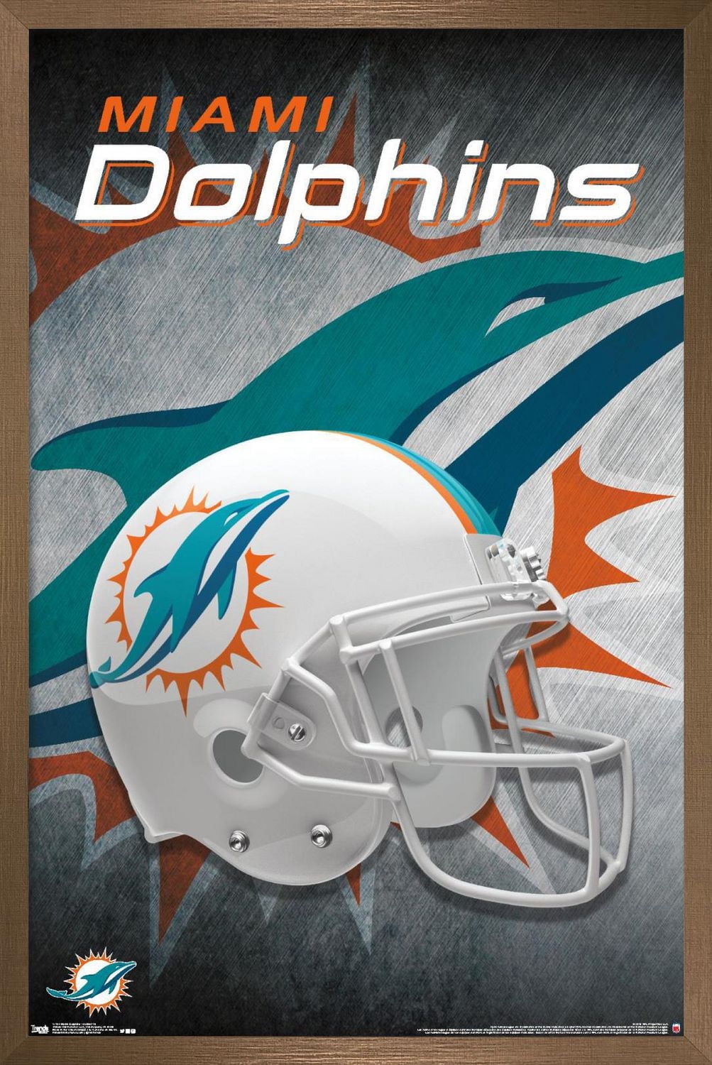 NFL Miami Dolphins - Helmet 18 Wall Poster, 14.725" x 22.375" Framed
