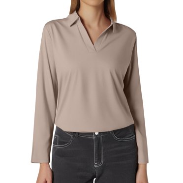 Huaizzzy Chemise à Manches Longues Unie pour Femmes Col en V T-Shirt 4 Chemises d'Entraînement sous-Vêtement à Manches Longues pour Femmes Ensemble de Chemise à Manches Longues Vêtements pour Femmes