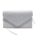 thumbnail image 1 of Youkk Women Envelope Bag Portable Hasp Rhinestone Replacement Stylish Solid Color Party Banquet Bridal Handbag Pouch Silver, 1 of 6