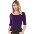 thumbnail image 2 of INSPIRE CHIC T-Shirt Ajusté à Manches Mi-Longues à Encolure Dégagée pour Superposition pour Femmes, 2 of 6