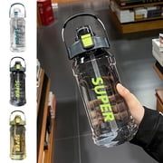Kadlawus 1Pcs 1.5L Sports Water Bottle with Straw, Large Capacity Leak Proof Plastic Bottle with Scale, Portable Water Jug for Gym Workout Camping