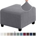 thumbnail image 1 of LNGOOR 3 Sizes Square Jacquard Durable Customized Stretch Footrest Ottoman Cover Folding Storage Stool Furniture Protector Slipcover (Light Grey S), 1 of 6