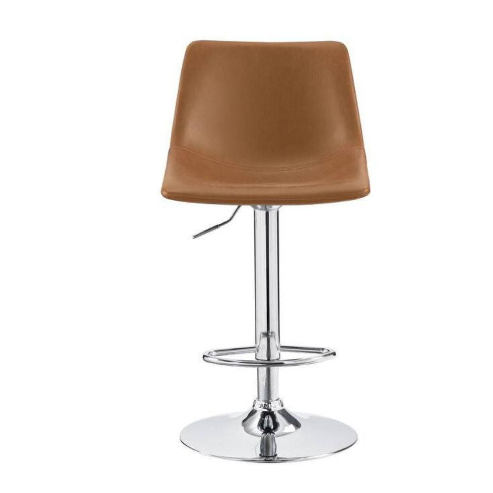 Tabouret Réglable en Cuir PU Boomer en Noir, Base Chromée Brillante, Tabouret Pivotant Réglable pour la Cuisine, Tabouret d'île Ensemble 2