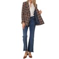 thumbnail image 2 of INSPIRE CHIC Women's Jacket Notched Lapel Double Breasted Padded Shoulder Blazer S Blue Orange, 2 of 6