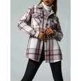 thumbnail image 3 of Women Plaid Flannel Shirt Jacket Button Down Lapel Long Sleeve Shacket Cardigan Coats Fall Spring Clothes, 3 of 6