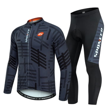 Sponeed Cycling Clothing Set for Men Breathable Bicycling Shirt Pocket Cycle Pant Padded Black XXL