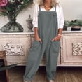 thumbnail image 1 of Qertyioot Combinaison pour Femmes Grande Taille Salopette Décontractée Ample pour Femmes Combishort Ample Salopette Combinaison en Coton et Lin, 1 of 8