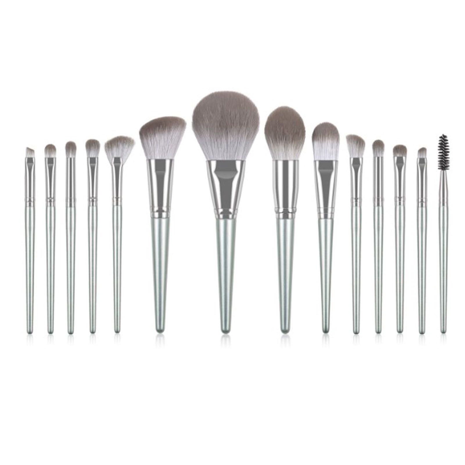 Make Up Brushes, Soft Bristles Cosmetic Makeup Brush Set Silver Firm Brush Handle Handcrafted 14pcs  For Daily Use