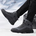 thumbnail image 4 of Cameland Men Shoes Solid Color Winter Keep Warm Woolen Casual Bandage Short Boots, 4 of 9