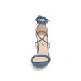 thumbnail image 2 of BLISSFUL STEP Chaussures pour Femmes Sandales à Talon Aiguille Haut à Bride Cheville à Nouer Bout Ouvert en Faux Suède Bleu Brume 5, 2 of 8