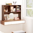 thumbnail image 4 of Costway Computer Desktop Bookcase Countertop Storage Bookshelf Organizer with 4 Cubbies Walnut, 4 of 10