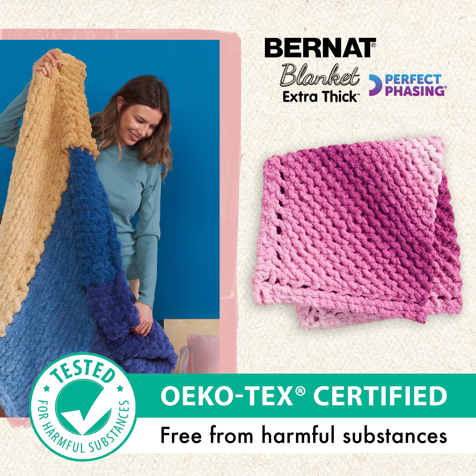 Laine jumbo en polyester Bernat® Blanket Exthick Perfect Phasing™ n° 7, corail, 600 g (21,2 oz), 60 m (65 yards)